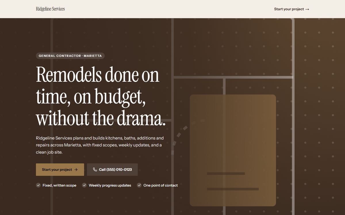 Sample website in the Atelier direction