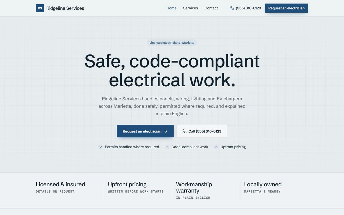 Sample website in the Blueprint direction
