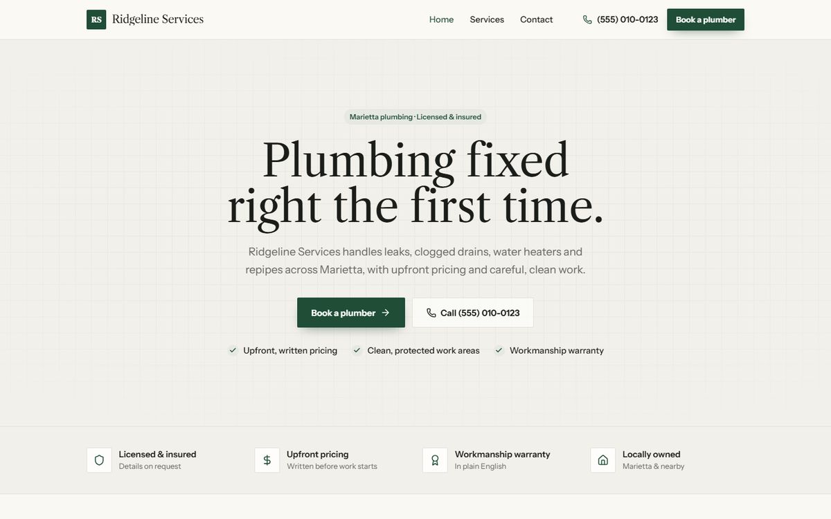 Sample website in the Established direction