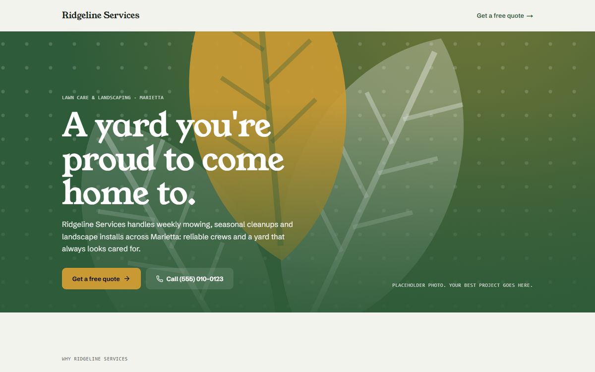Sample website in the Field Guide direction