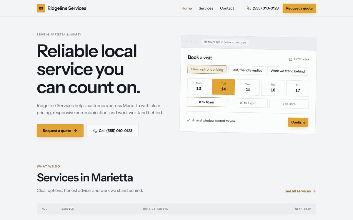 Sample website in the Golden direction