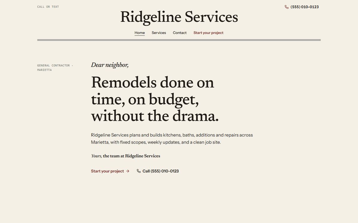 Sample website in the Ledger direction