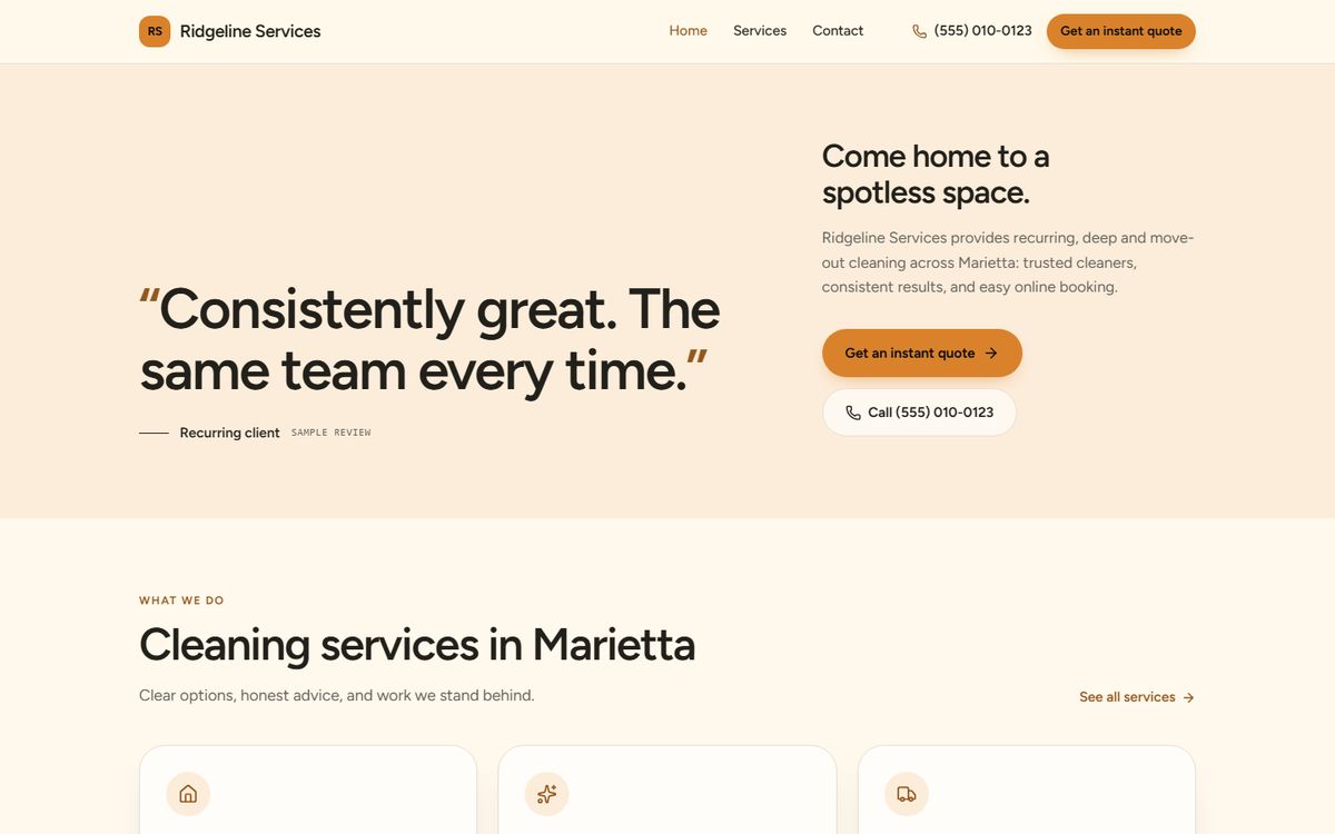 Sample website in the Neighbor direction