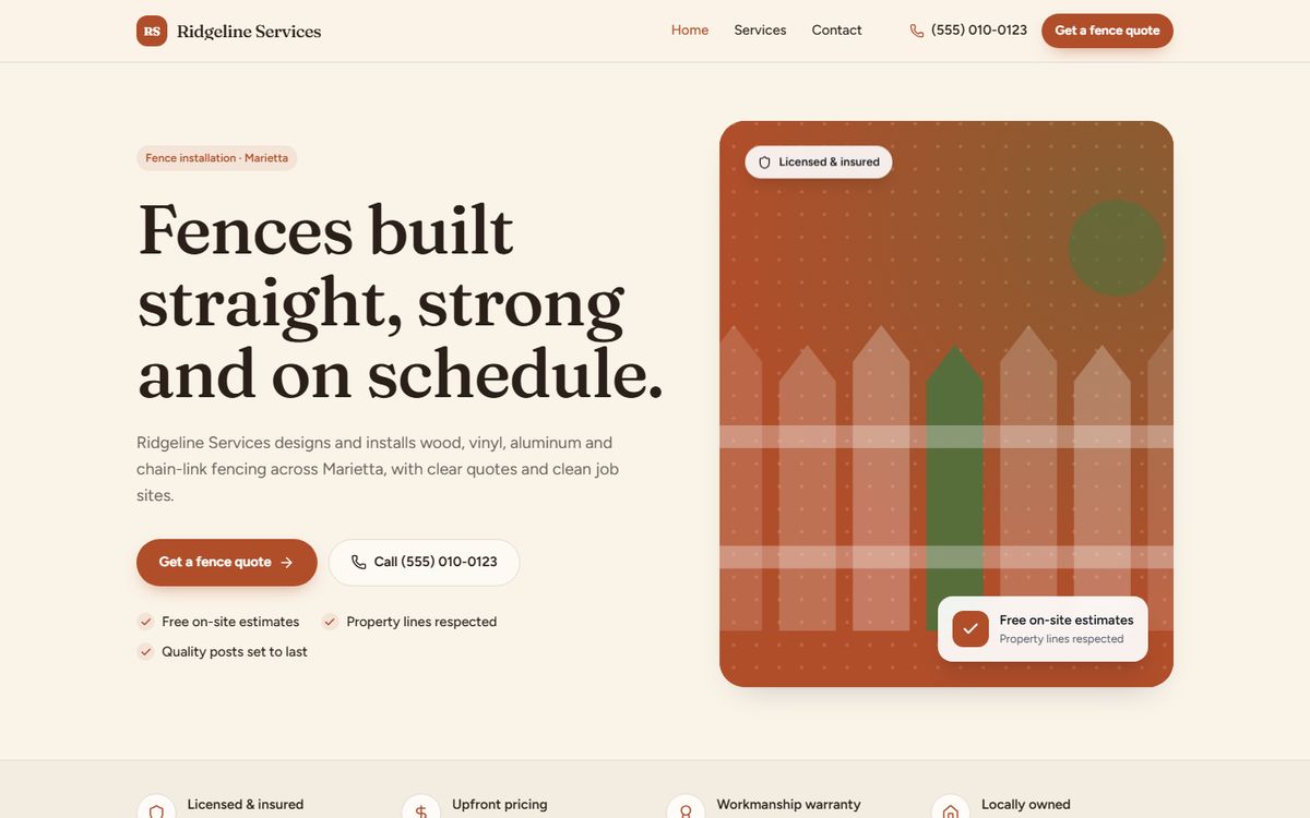 Sample website in the Porchlight direction