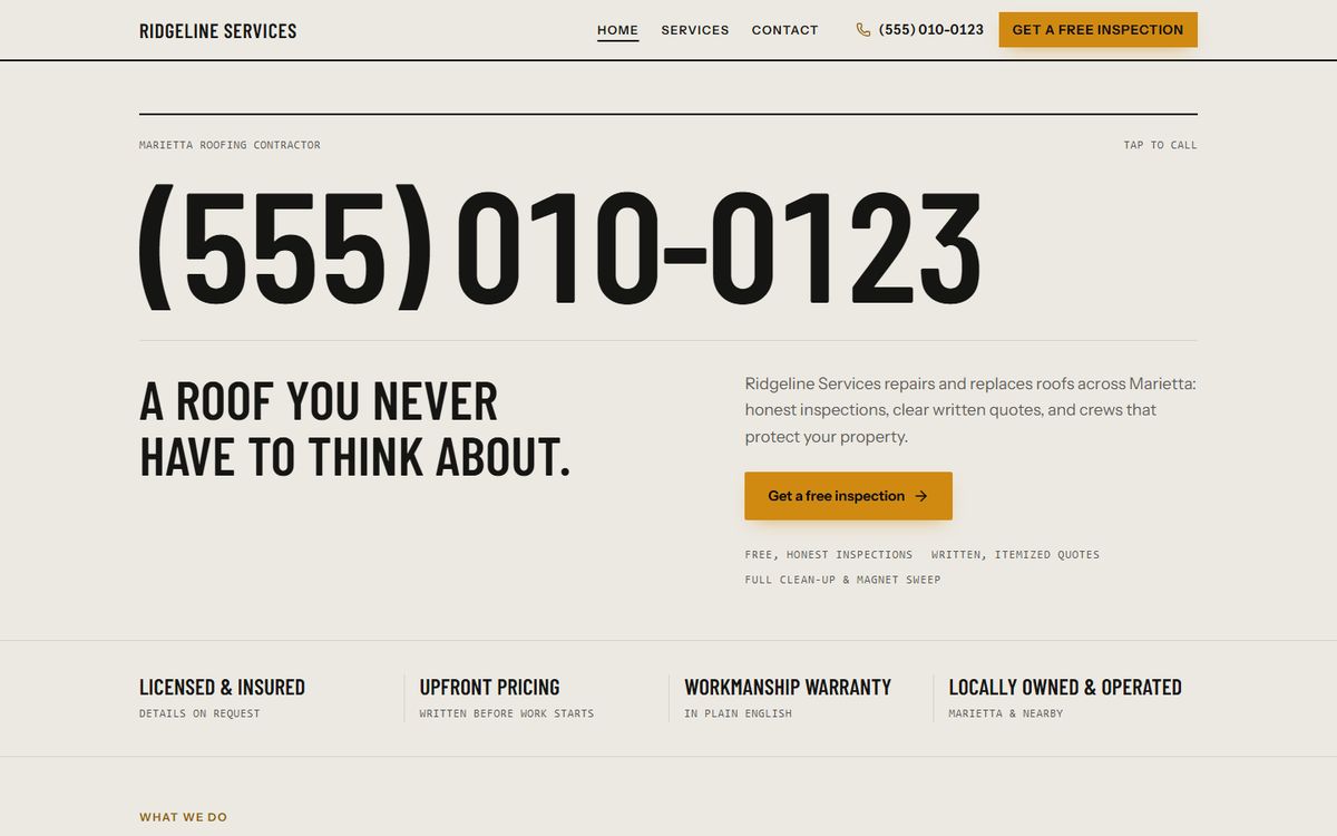 Sample website render in the Workwear design direction